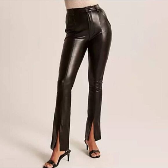 Abercrombie & Fitch Pants - Abercrombie & Fitch Vegan Leather Split Hem ultra high rise skinny pants Size 12
